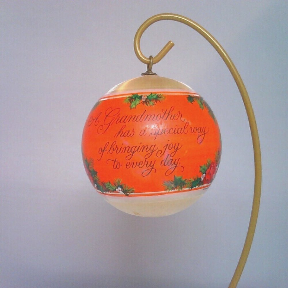 Hallmark Keepsake Satin Glass Ornament 1982 Grandparents Vintage Christmas